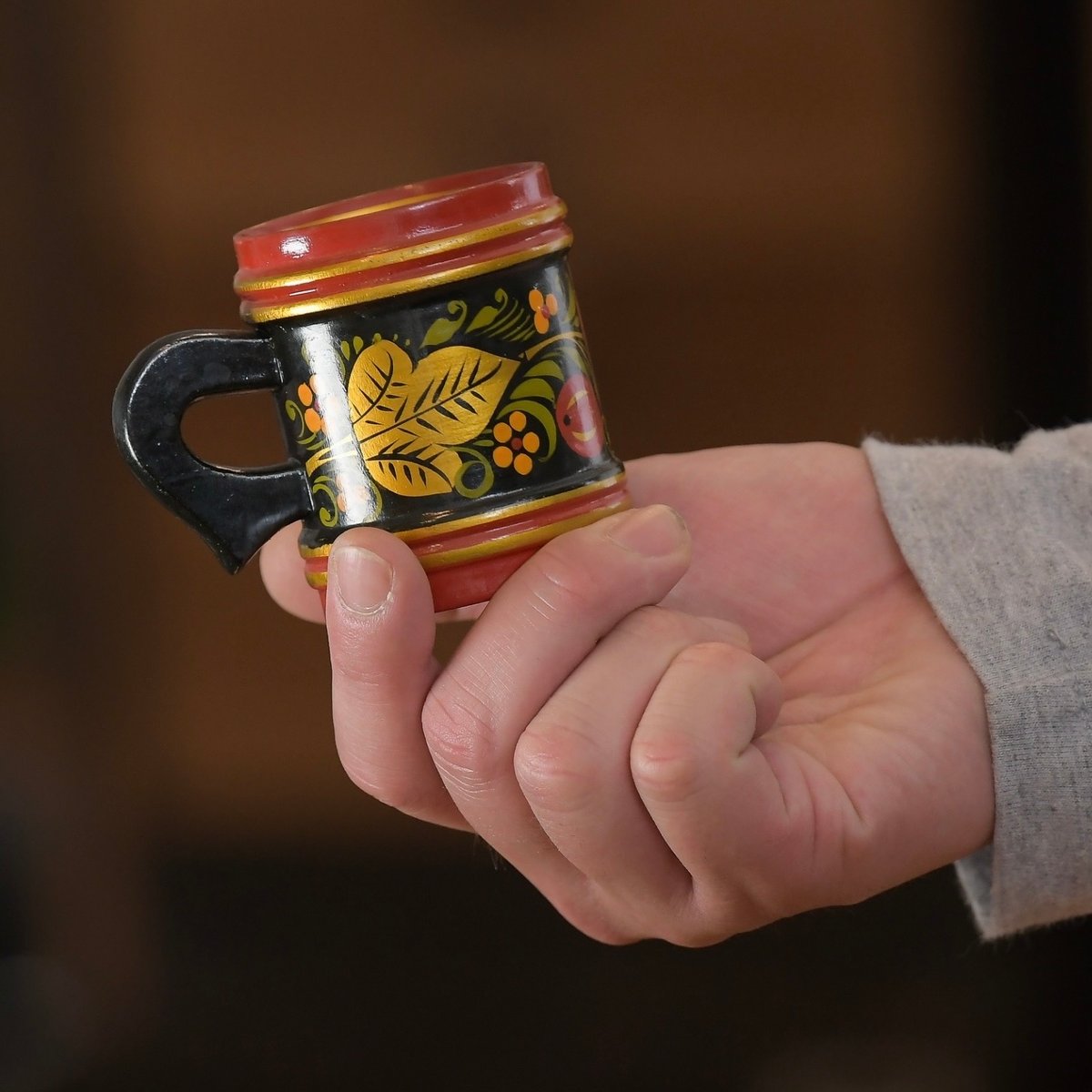 ロシア　ホフロマ塗り　工芸品　アンティーク　小物入れ c53da70448818acc6ff17ba145fa5e