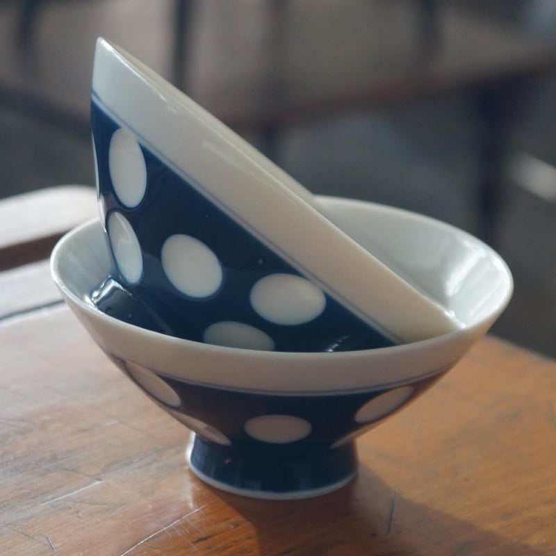 ルリ水玉 茶碗＆湯呑み 各2個セット | 安濃古道具店