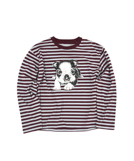 【ya-22017】print border longsleeve T shirt