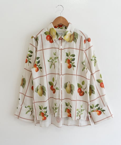 【ya-23103】 cotton linen print shirt