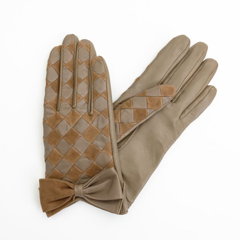 1/25DS革繋ぎ手袋（婦人用）グレージュ | hirata-glove STORE