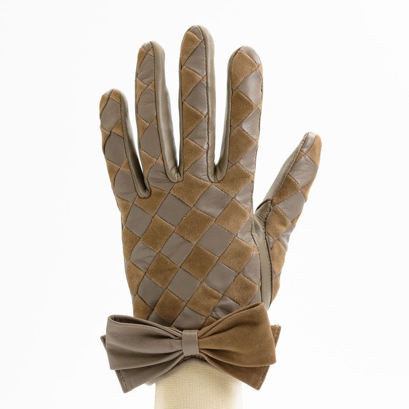 1/25DS革繋ぎ手袋（婦人用）グレージュ | hirata-glove STORE