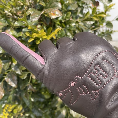 HIPPO`刺繍手袋 婦人用　チョコ