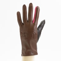 HIPPO`刺繍手袋（婦人用）ブラウン