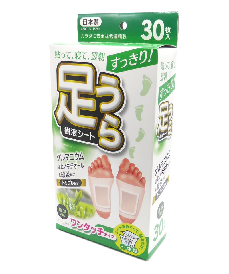 すっきり 足うら樹液シート ワンタッチタイプ 日本製 緑茶の香り 30枚