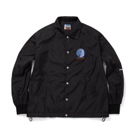 NYLON COACH JACKET_KNIGHTS OF THE JAGUAR ARTWORK BY Abu Qadim Haqq_BLACKxORANGE