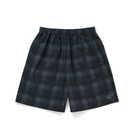 TASLAN NYLON CHECK EASY SHORTS_BLACK
