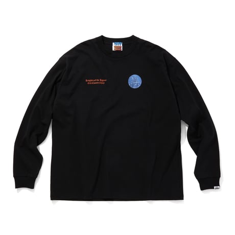 COTTON L/S T-SHIRT_KNIGHTS OF THE JAGUAR ARTWORK BY Abu Qadim Haqq_BLACKxORANGE