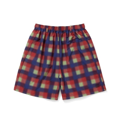 TASLAN NYLON CHECK EASY SHORTS_RED