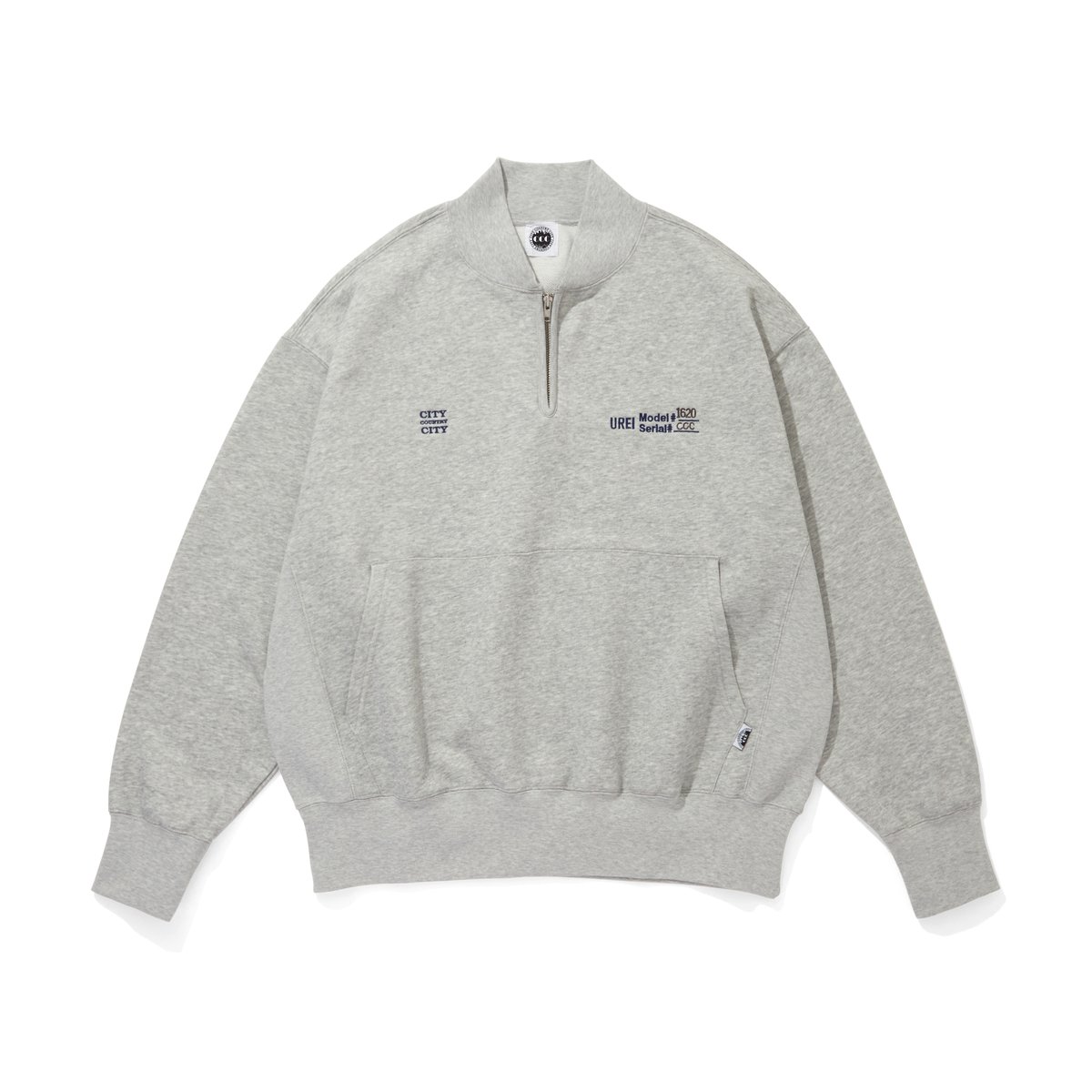 EMBROIDERED LOGO HALF ZIP SWEATSHIRT_UREI_GRAY