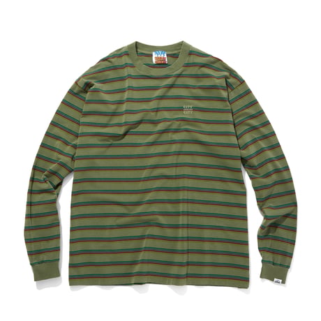 EMBROIDERED LOGO OVERDYE BORDER L/S T-SHIRT_OD