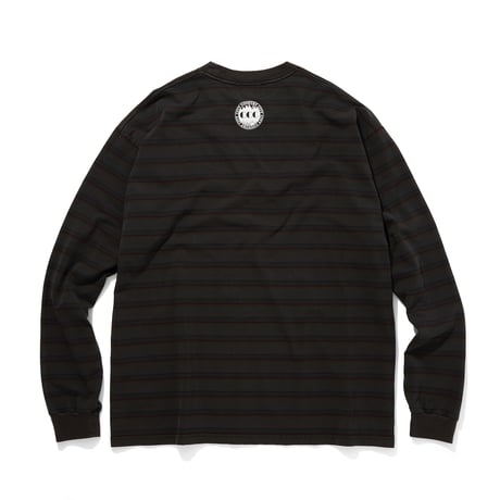 EMBROIDERED LOGO OVERDYE BORDER L/S T-SHIRT_BLACK