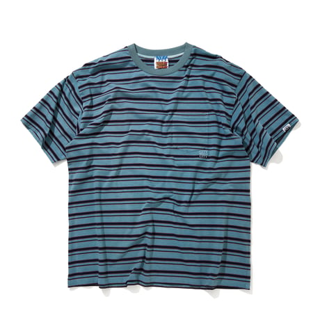 Embroidered Logo Overdye Boder Pocet T-shirt_Deep Blue