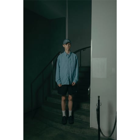 EMBROIDERD LOGO STRECH NYLON EASY SHORTS_BLUE