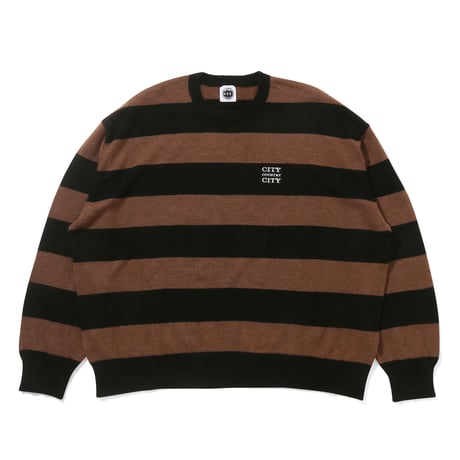 ARCHIVE SALE_Embroidered Logo Boder Knit_Brown / Black
