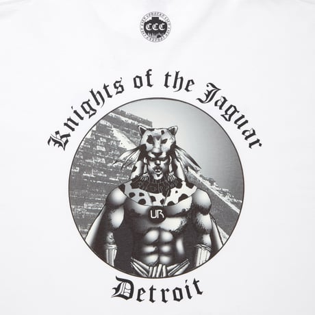 COTTON L/S T-SHIRT_KNIGHTS OF THE JAGUAR ARTWORK BY Abu Qadim Haqq_WHITExBLACK