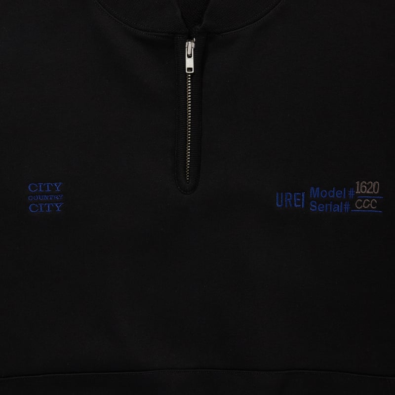 EMBROIDERED LOGO HALF ZIP SWEATSHIRT_UREI_BLACK