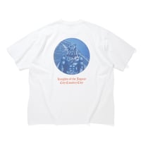COTTON T-SHIRT_KNIGHTS OF THE JAGUAR ARTWORK BY Abu Qadim Haqq_WHITExORANGE