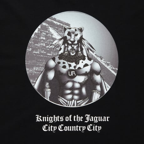COTTON T-SHIRT_KNIGHTS OF THE JAGUAR ARTWORK BY Abu Qadim Haqq_BLACKxWHITE