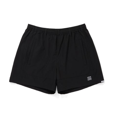 EMBROIDERD LOGO STRECH NYLON EASY SHORTS_BLACK