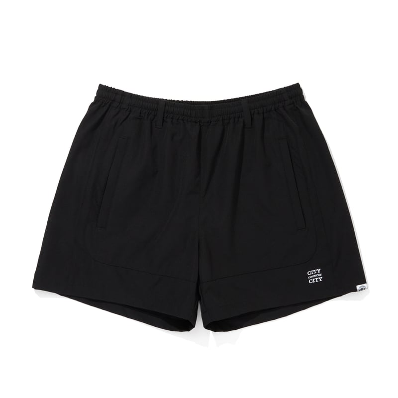EMBROIDERD LOGO STRECH NYLON EASY SHORTS_BLACK