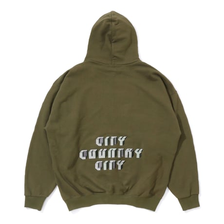 ARCHIVE SALE_Embroiderd Logo Cotton Zip Up Hoodie_ Sound City Country City_Olive