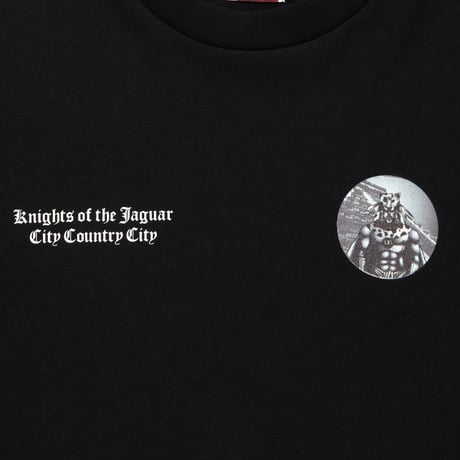 COTTON L/S T-SHIRT_KNIGHTS OF THE JAGUAR ARTWORK BY Abu Qadim Haqq_BLACKxWHITE