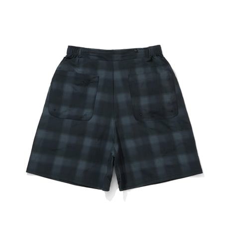 TASLAN NYLON CHECK EASY SHORTS_BLACK
