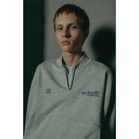 EMBROIDERED LOGO  HALF ZIP SWEATSHIRT_UREI_GRAY
