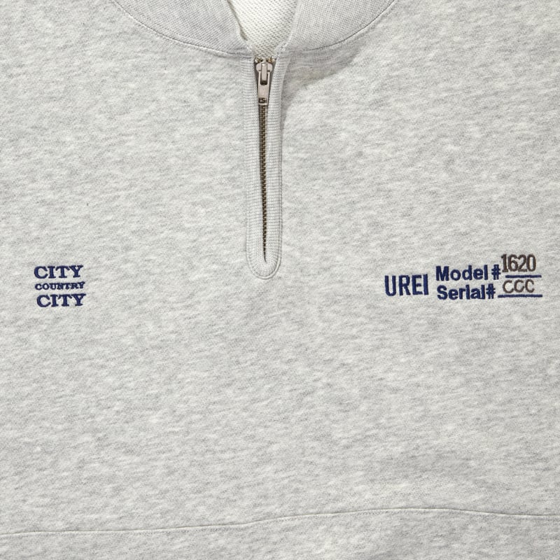 EMBROIDERED LOGO HALF ZIP SWEATSHIRT_UREI_GRAY