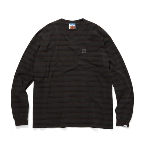 EMBROIDERED LOGO OVERDYE BORDER L/S T-SHIRT_BLACK