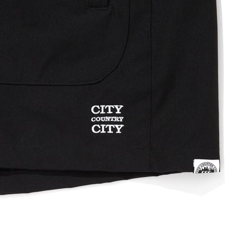 EMBROIDERD LOGO STRECH NYLON EASY SHORTS_BLACK