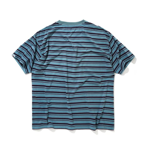 Embroidered Logo Overdye Boder Pocet T-shirt_Deep Blue