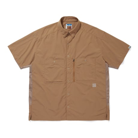 TASLAN NYLON  S/S SHIRTS_BROWN