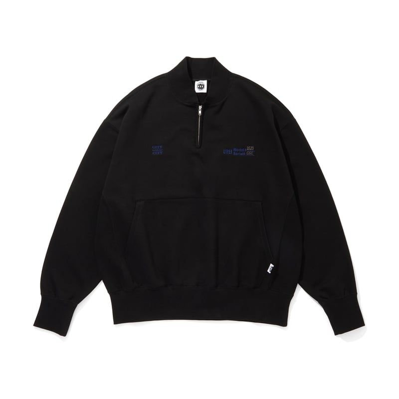 EMBROIDERED LOGO HALF ZIP SWEATSHIRT_UREI_BLACK