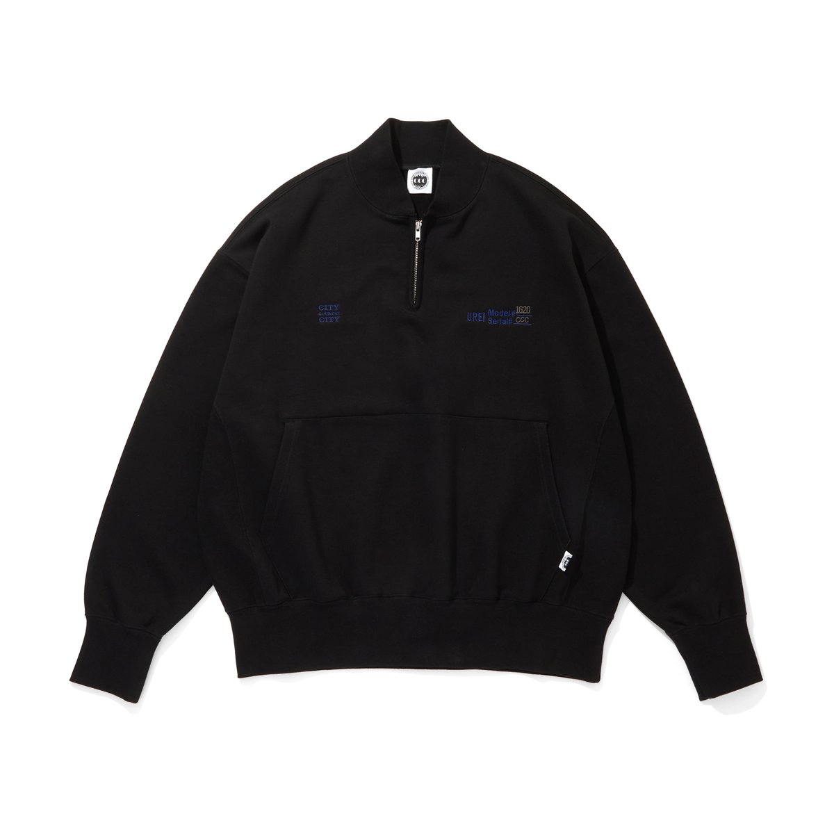 EMBROIDERED LOGO HALF ZIP SWEATSHIRT_UREI_BLACK