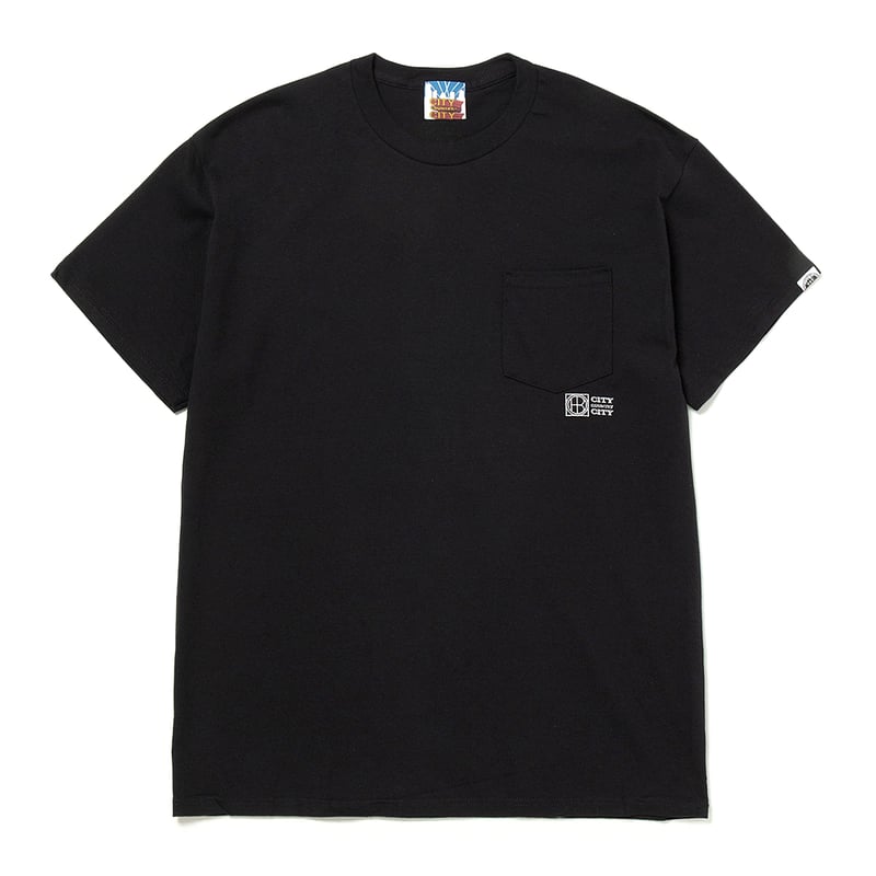 黒 Tシャツ ポケット付き ロゴデザイン ロゴ ポケット Tシャツ / CL Logo Pocket Tee （ブラック