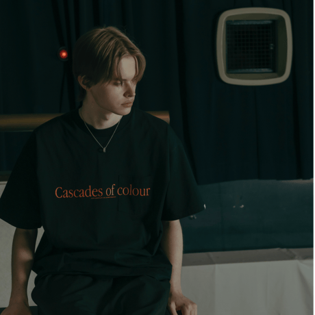 COTTON POCKET T-SHIRTS_Cascades of colour_BLACK
