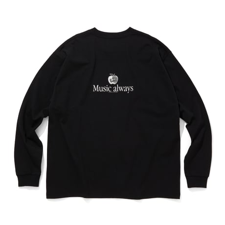 COTTON L/S T-SHIRT_Music always_BLACK