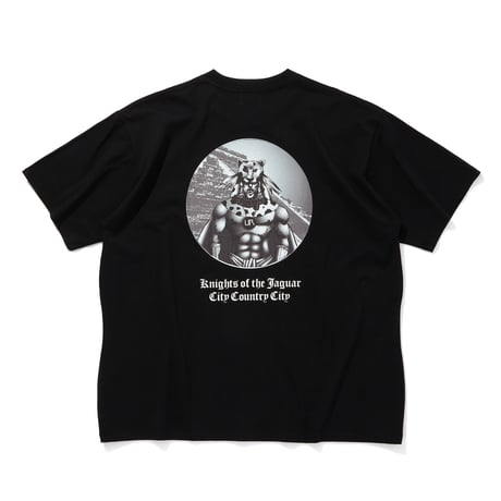 COTTON T-SHIRT_KNIGHTS OF THE JAGUAR ARTWORK BY Abu Qadim Haqq_BLACKxWHITE