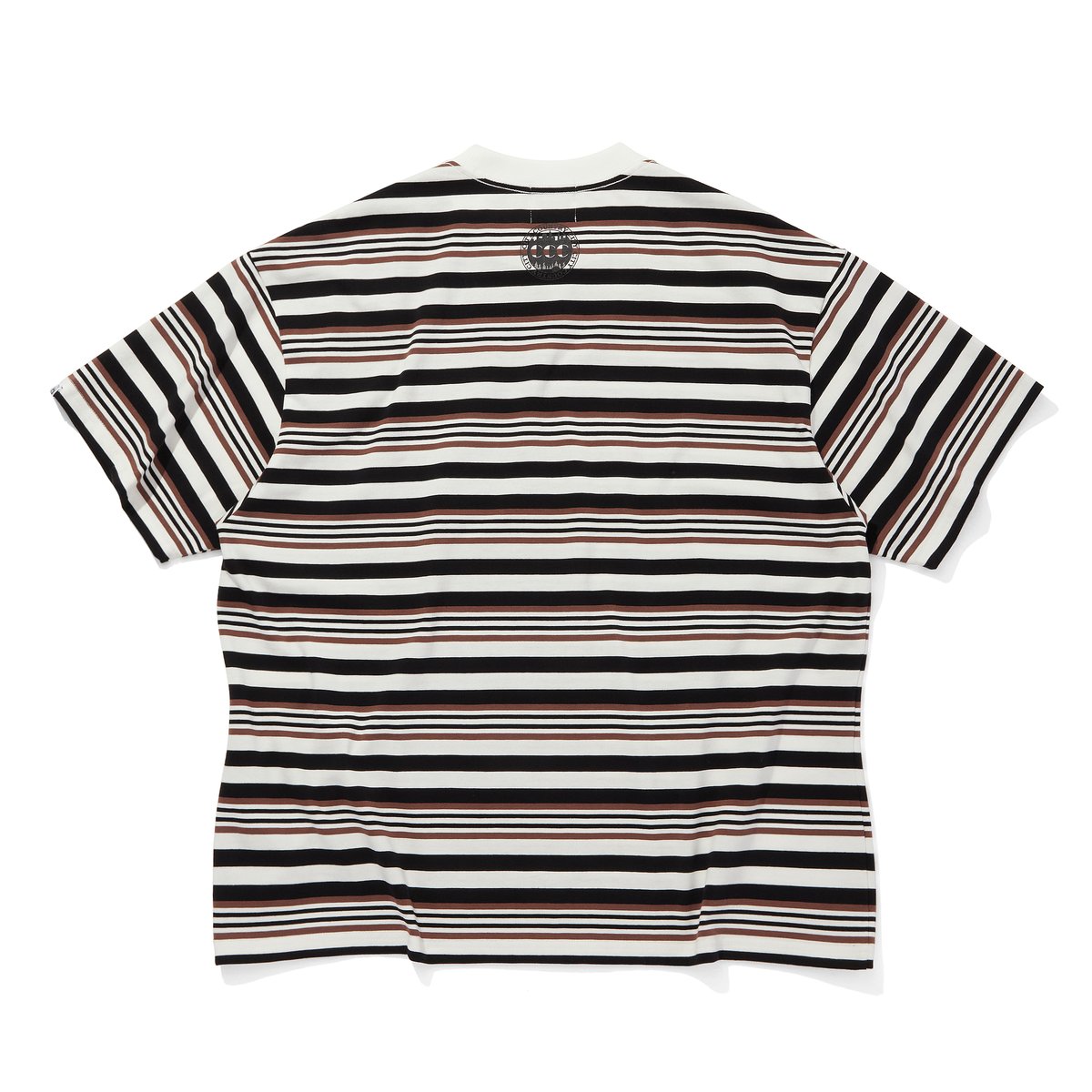 国内で当店のみ DND4DES - Layered-Chain Graphic T-Shirt EMBROIDERED LOGO MULTI BORDER T-SHIRT_BROWNxWH