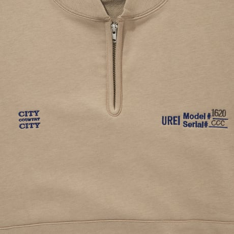 EMBROIDERED LOGO HALF ZIP SWEATSHIRT_UREI_BEIGE
