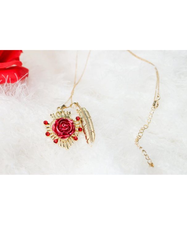 ゴールドハートネックレス with クラウン（長さ調節可能） Hiina Rose】／ラインストーン付き ゴールドクラウン・ハート