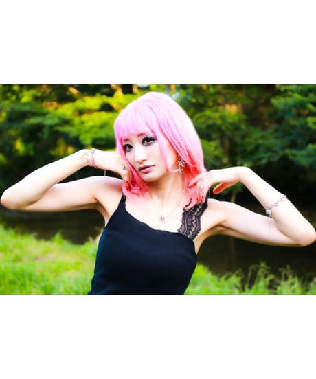 【Hiina Rose】／メタルリング×スワロフスキー・クロス チェーンネックレス（クロス=ピンクゴールド）