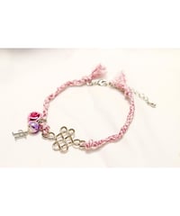 【Hiina Rose】／HINAイニシャル付き！ 三撚紐・四つ編み ブレスレット（花水木）／数量限定販売