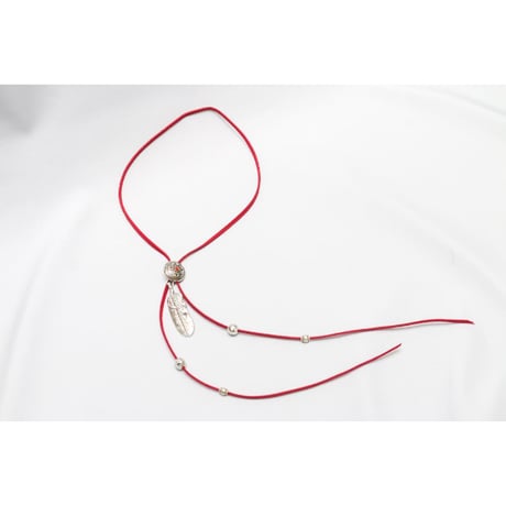 【Hiina Rose】／ウェスタン調 スエード チョーカー&ネックレス（ワインレッド）