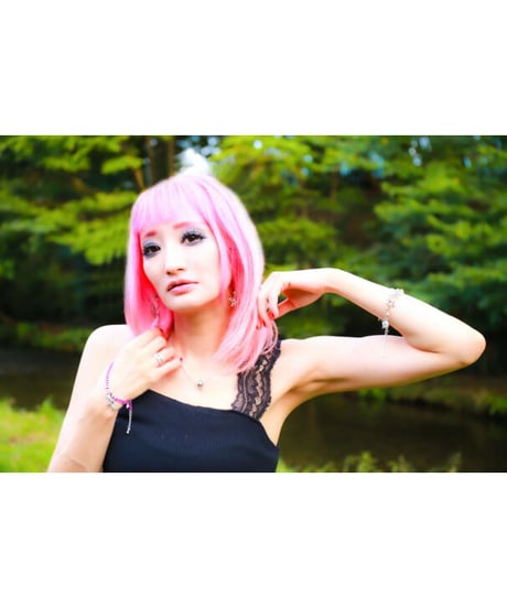 【Hiina Rose】／メタルリング×スワロフスキー・クロス チェーンネックレス（クロス=ホワイトシルバー）