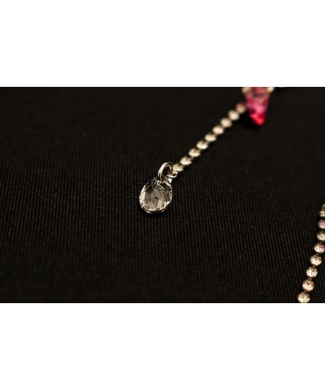 【Hiina Rose】／スワロフスキーハート×ストーン付きチェーン ピアス