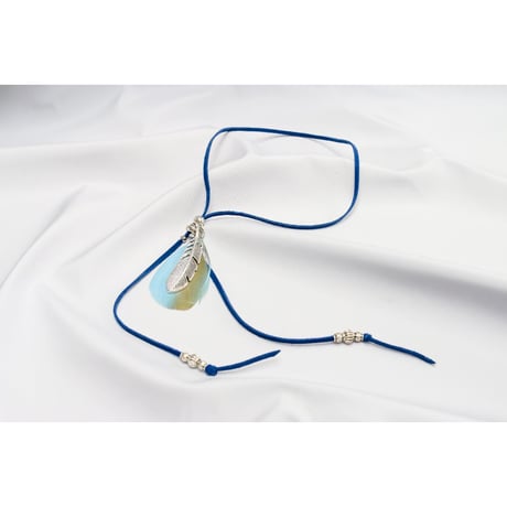 【Hiina Rose】／リアルフェザー×メタルフェザー・スエード チョーカー&ネックレス（ダークブルー）【数量限定販売】