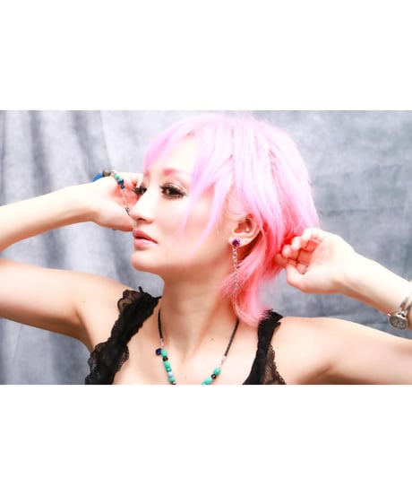【Hiina Rose】／6way！メタルチェーン・ローズピアス（パープルローズ）